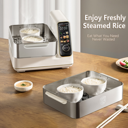 Hoper Layer Electric Food Steamer 16L Large Capacity 10 Second Start 24H Timer Independent Water Tank