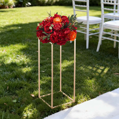 Wedding Flower Stand, 10PCS 60cm Column Flower Stand, Floral Stands with Metal Laminate, Gold Rectangular Floral Display Rack for Wedding, Party, Birthday, Home,  Gold Centerpiece Stands