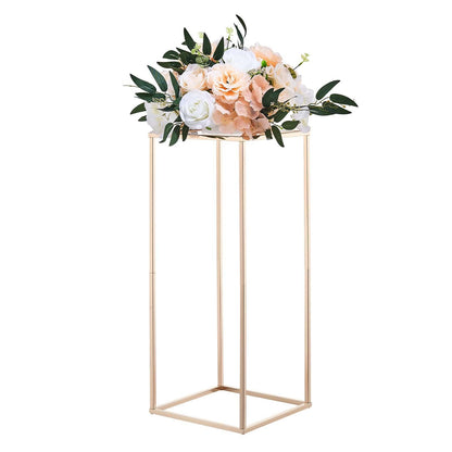 Wedding Flower Stand, 10PCS 60cm Column Flower Stand, Floral Stands with Metal Laminate, Gold Rectangular Floral Display Rack for Wedding, Party, Birthday, Home,  Gold Centerpiece Stands