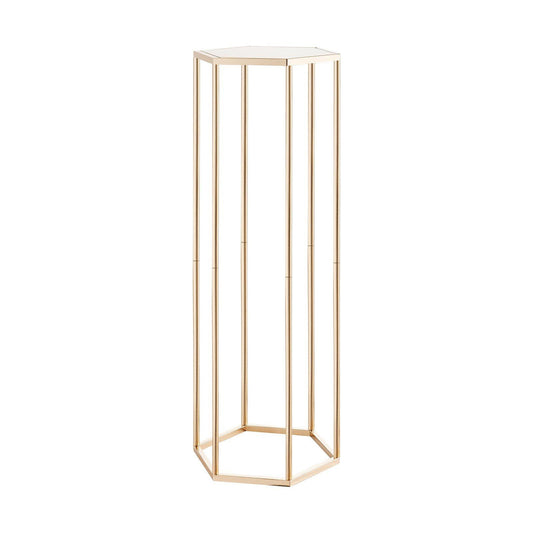 Wedding Flower Stand, 10PCS 80cm Column Flower Stand, Floral Stands with Acrylic Laminate, Hexagonal Cubic Floral Display Rack for Wedding, Party, Birthday, Home, Gold Centerpiece Stands