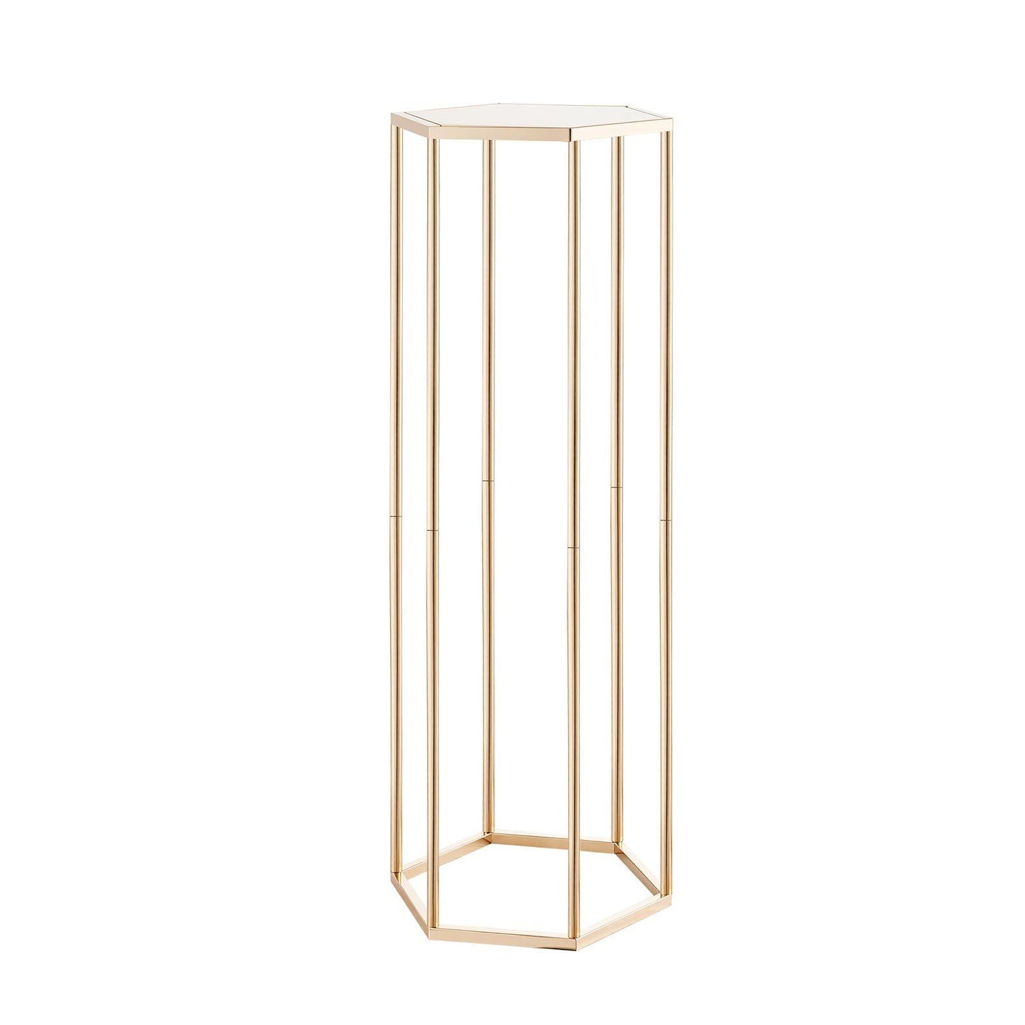 Wedding Flower Stand, 10PCS 80cm Column Flower Stand, Floral Stands with Acrylic Laminate, Hexagonal Cubic Floral Display Rack for Wedding, Party, Birthday, Home, Gold Centerpiece Stands