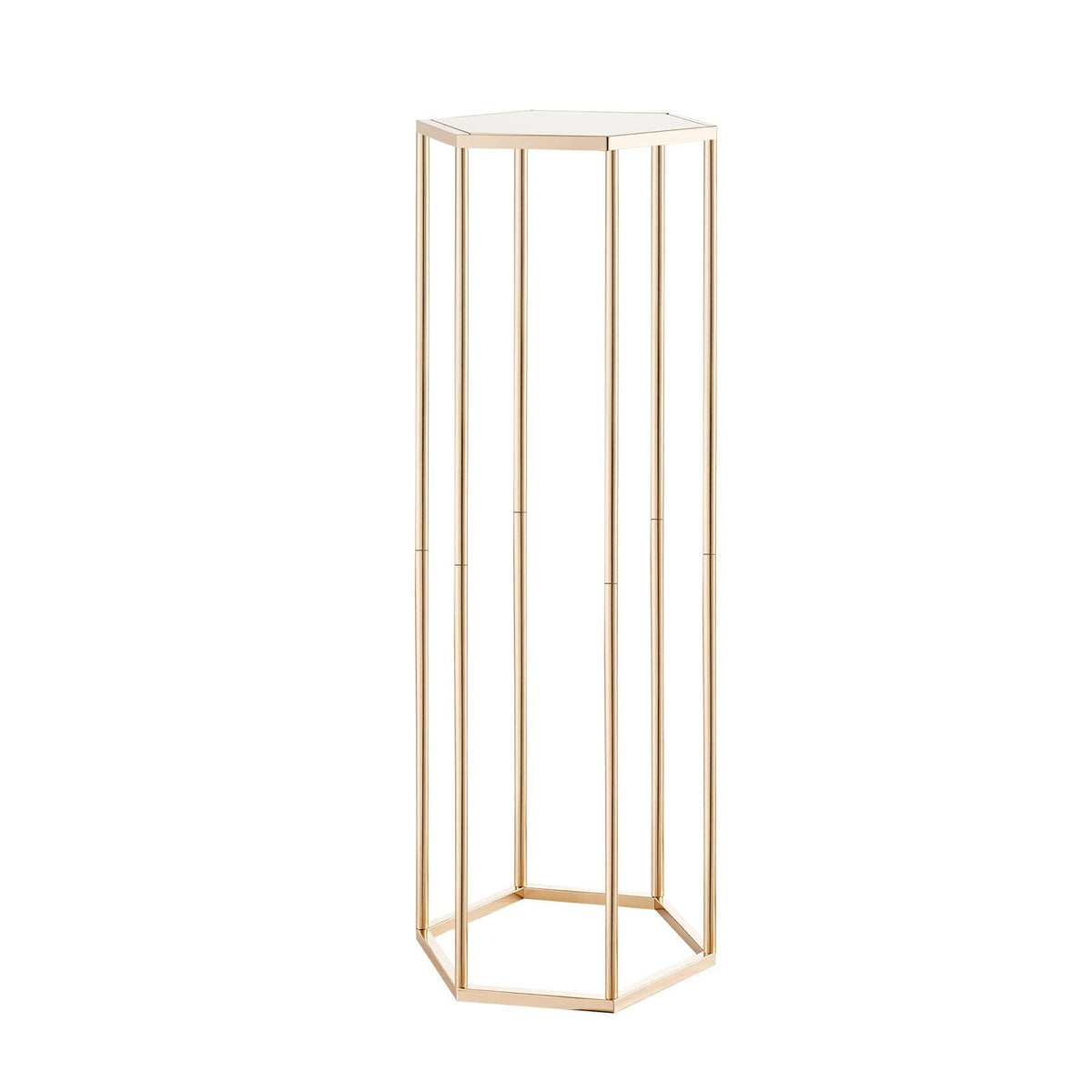 Wedding Flower Stand, 10PCS 80cm Column Flower Stand, Floral Stands with Acrylic Laminate, Hexagonal Cubic Floral Display Rack for Wedding, Party, Birthday, Home, Gold Centerpiece Stands