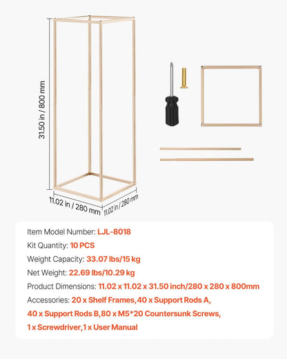 Wedding Flower Stand, 10PCS 80cm Column Flower Stand, Floral Stands with Hidden Screw, Rectangular Cubic Floral Display Rack for Wedding, Party, Birthday, Home, Gold Centerpiece Stands