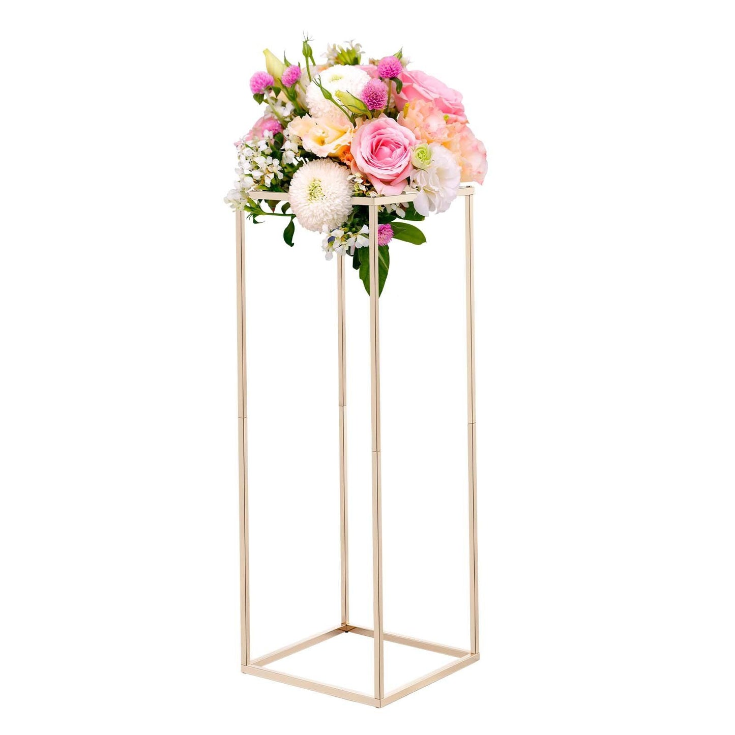 Wedding Flower Stand, 10PCS 80cm Column Flower Stand, Floral Stands with Hidden Screw, Rectangular Cubic Floral Display Rack for Wedding, Party, Birthday, Home, Gold Centerpiece Stands
