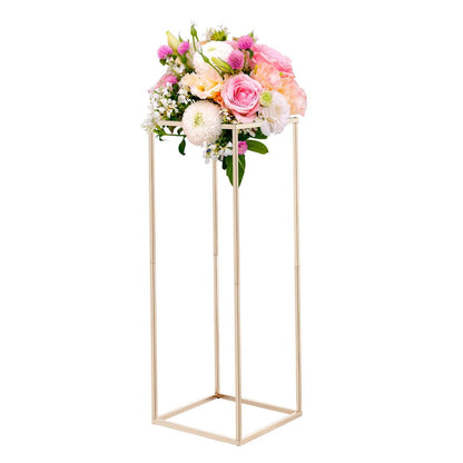 Wedding Flower Stand, 10PCS 80cm Column Flower Stand, Floral Stands with Hidden Screw, Rectangular Cubic Floral Display Rack for Wedding, Party, Birthday, Home, Gold Centerpiece Stands