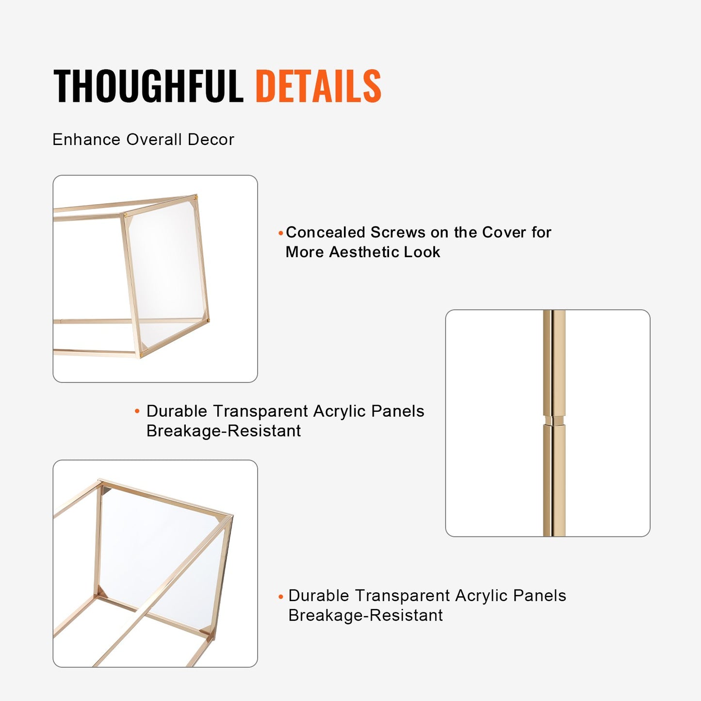 10PCS 31.5inch/80cm High Wedding Flower Stand, With Acrylic Laminate,Metal Vase Column Geometric Centerpiece Stands, Gold Rectangular Floral Display Rack for Events Reception, Party Decoration