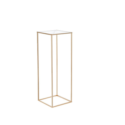 10PCS 31.5inch/80cm High Wedding Flower Stand, With Acrylic Laminate,Metal Vase Column Geometric Centerpiece Stands, Gold Rectangular Floral Display Rack for Events Reception, Party Decoration