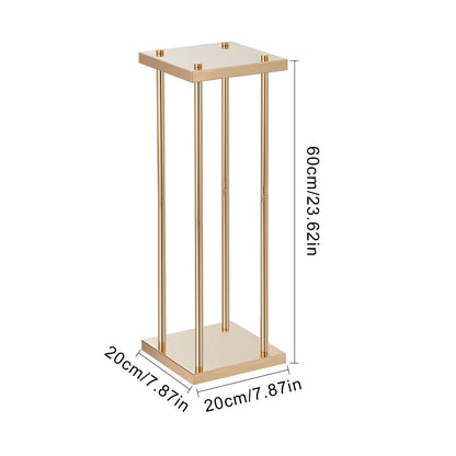 4PCS Gold Metal Column Wedding Flower Stand, 23.6inch /60cm High With Metal Laminate, Vase Geometric Centerpiece Stands, Cylindrical Floral Display Rack for Events Reception, Party Road Leads