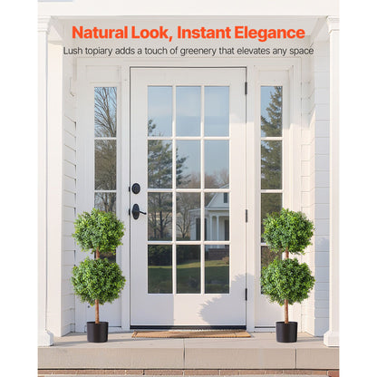 Artificial Topiary Boxwood Double Ball, 2 Set 914mm Faux Boxwood Plant Balls, Fake Silk Tree Look Real, Easy Assembly for Decor Front Porch Outdoor Patio Garden Balcony Backyard Indoor