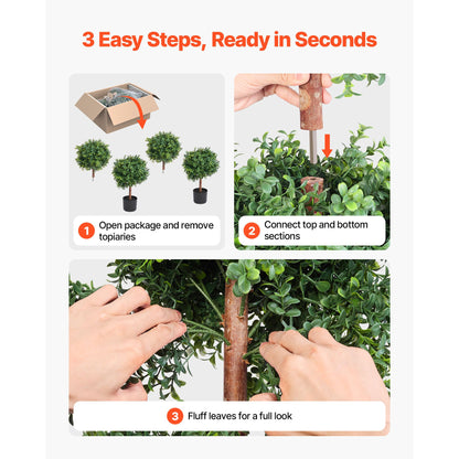 Artificial Topiary Boxwood Double Ball, 2 Set 914mm Faux Boxwood Plant Balls, Fake Silk Tree Look Real, Easy Assembly for Decor Front Porch Outdoor Patio Garden Balcony Backyard Indoor