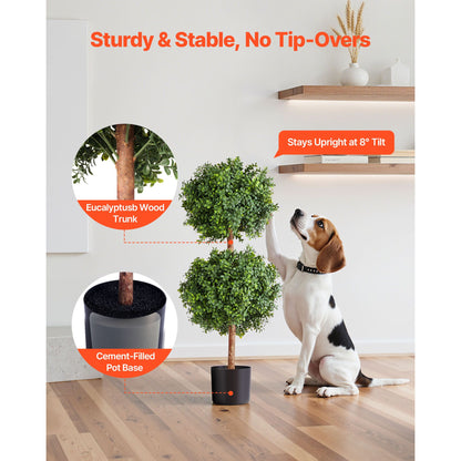 Artificial Topiary Boxwood Double Ball, 2 Set 914mm Faux Boxwood Plant Balls, Fake Silk Tree Look Real, Easy Assembly for Decor Front Porch Outdoor Patio Garden Balcony Backyard Indoor
