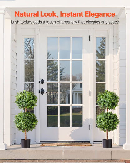Artificial Topiary Boxwood Double Ball, 2 Set 914mm Faux Boxwood Plant Balls, Fake Silk Tree Look Real, Easy Assembly for Decor Front Porch Outdoor Patio Garden Balcony Backyard Indoor