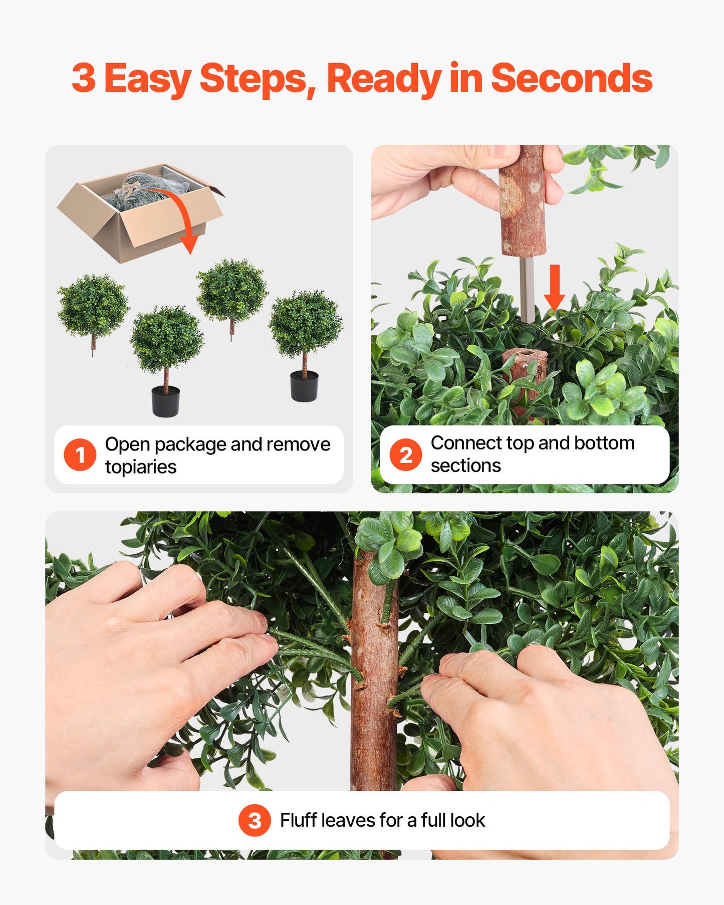 Artificial Topiary Boxwood Double Ball, 2 Set 914mm Faux Boxwood Plant Balls, Fake Silk Tree Look Real, Easy Assembly for Decor Front Porch Outdoor Patio Garden Balcony Backyard Indoor