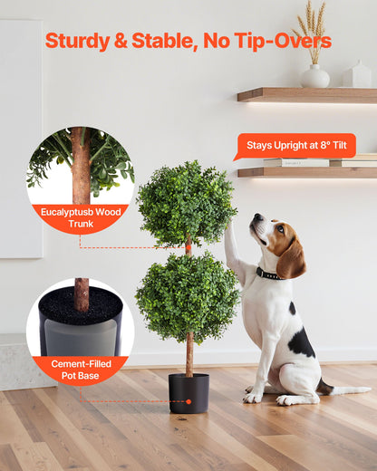 Artificial Topiary Boxwood Double Ball, 2 Set 914mm Faux Boxwood Plant Balls, Fake Silk Tree Look Real, Easy Assembly for Decor Front Porch Outdoor Patio Garden Balcony Backyard Indoor