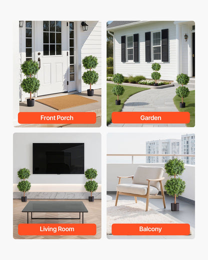 Artificial Topiary Boxwood Double Ball, 2 Set 914mm Faux Boxwood Plant Balls, Fake Silk Tree Look Real, Easy Assembly for Decor Front Porch Outdoor Patio Garden Balcony Backyard Indoor