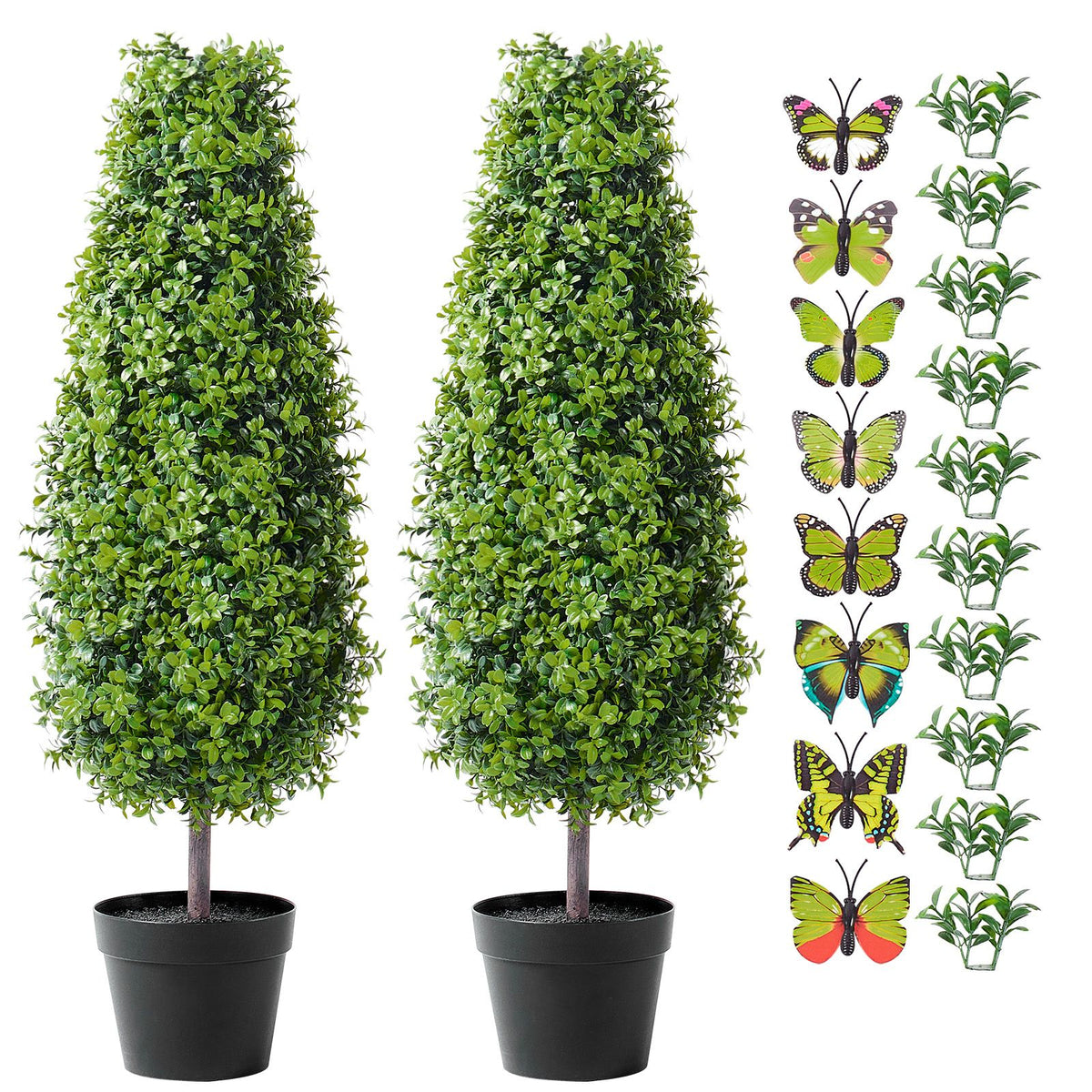 2 Pack 91.4cm Artificial Boxwood Topiary Tree Faux Plant UV Decor In/Outdoor