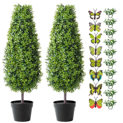 2 Pack 91.4cm Artificial Boxwood Topiary Tree Faux Plant UV Decor In/Outdoor