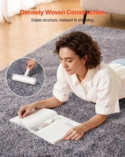 Indoor Plush Area Rugs, 2.74 x 3.66 m Plush Carpet, Area Rugs Furry with Long Plushs Pile, Thick & Durable High-Pile Rug for High-Traffic Areas, Non-Shedding & Non-Slip Backing, Blue-Gray