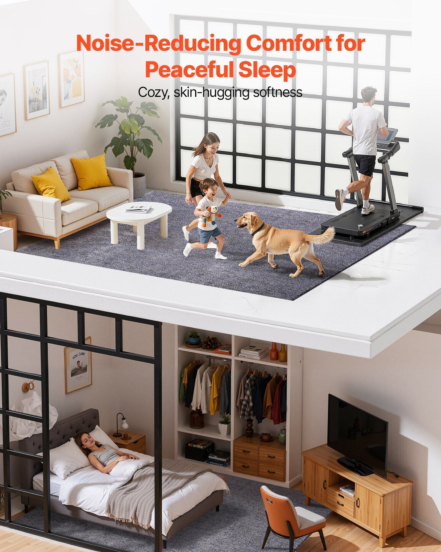 Indoor Plush Area Rugs, 2.74 x 3.66 m Plush Carpet, Area Rugs Furry with Long Plushs Pile, Thick & Durable High-Pile Rug for High-Traffic Areas, Non-Shedding & Non-Slip Backing, Blue-Gray