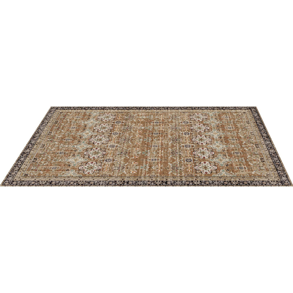 Area Rug, 1828.8x2743.2mm Large Washable Rug, Non-Slip Tear-Resistant Soft Carpet, Pet & Child Friendly Vintage Area Rugs, Indoor Mat for Bedroom, Living Room, Kids Room, Entryway, Brown Green