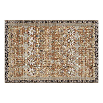 Area Rug, 1828.8x2743.2mm Large Washable Rug, Non-Slip Tear-Resistant Soft Carpet, Pet & Child Friendly Vintage Area Rugs, Indoor Mat for Bedroom, Living Room, Kids Room, Entryway, Brown Green