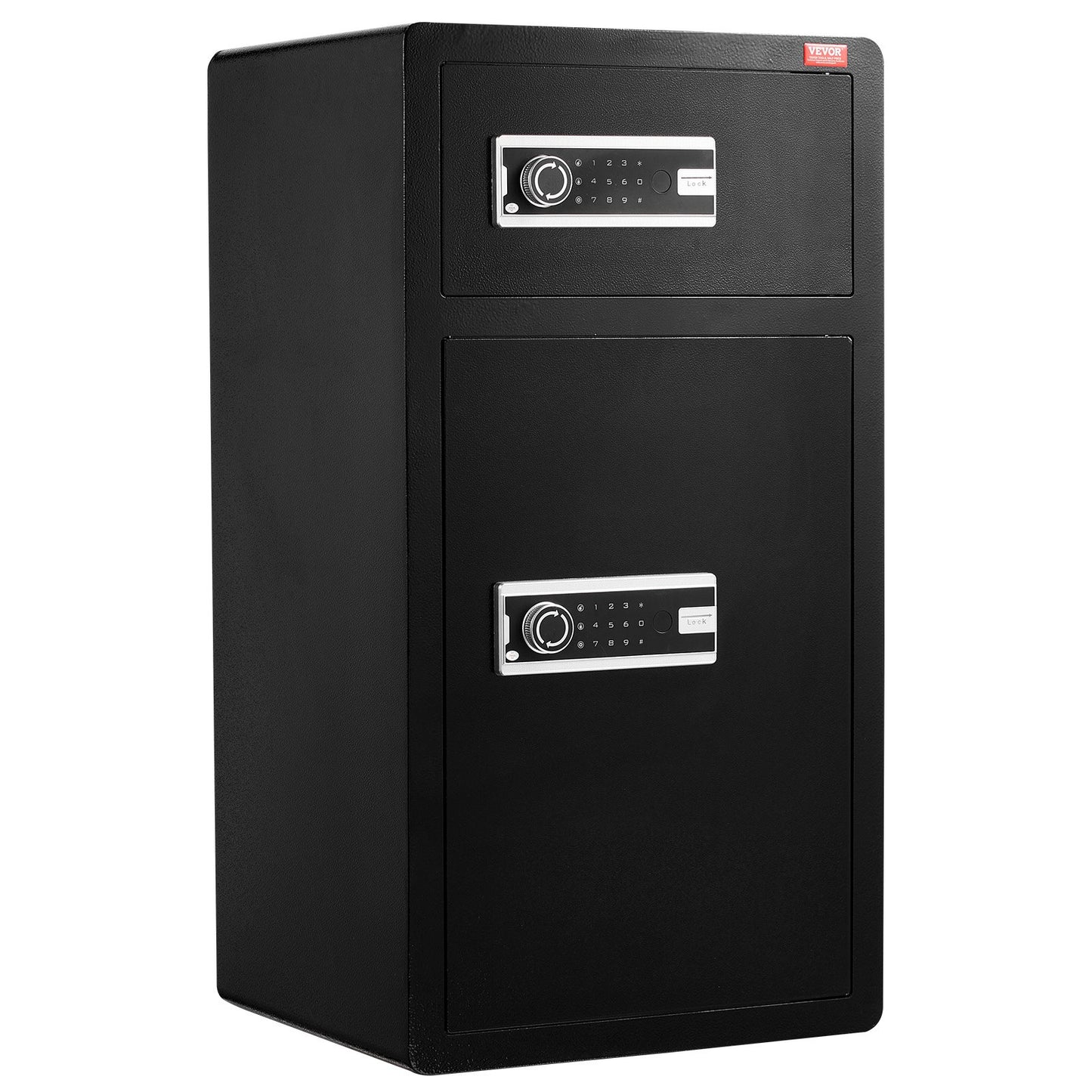 Double Doors 7.2 cu.ft Safe Box with Key Lock & Password, Safe Lock Box with Fireproof Bag, Key Rack, LED Light and 2 Height Adjustable and Removable Divider for Money, Documents, Jewelry and Valuables, Black