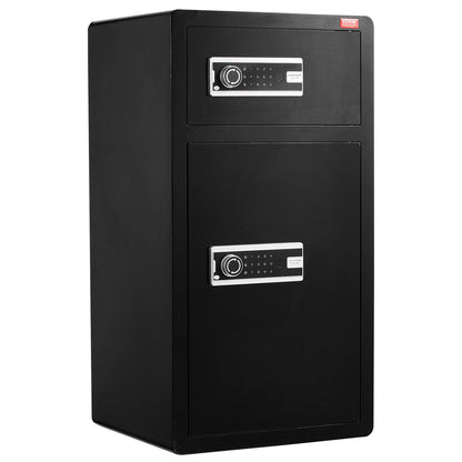 Double Doors 7.2 cu.ft Safe Box with Key Lock & Password, Safe Lock Box with Fireproof Bag, Key Rack, LED Light and 2 Height Adjustable and Removable Divider for Money, Documents, Jewelry and Valuables, Black