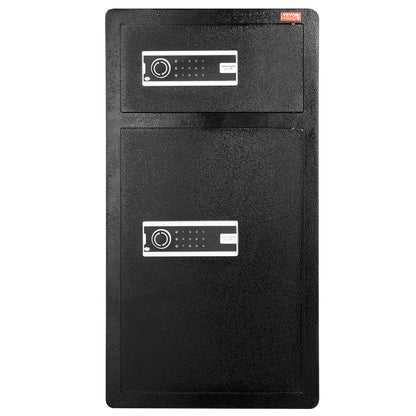 Double Doors 7.2 cu.ft Safe Box with Key Lock & Password, Safe Lock Box with Fireproof Bag, Key Rack, LED Light and 2 Height Adjustable and Removable Divider for Money, Documents, Jewelry and Valuables, Black