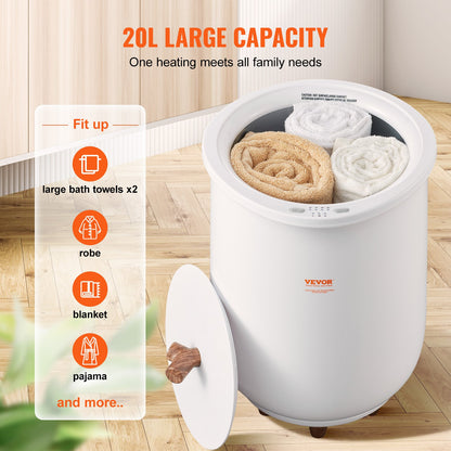 Towel Warmer Bucket, 20L Large Towel Warmer for Bathroom, Auto Shut Off Towel Heater with 4-Level Timer Fits up to Two 40"x70" Oversized Towels, Bathrobes, Blankets, ETL & FCC Certified