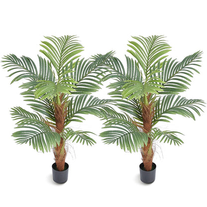 Artificial Palm Tree, 1219mm Tall Faux Plant, Secure PE Material & Anti-Tip Tilt Protection Low-Maintenance Plant, Lifelike Green Fake Tree for Home Office Warehouse Decor Indoor Outdoor