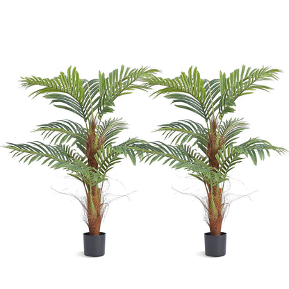 Artificial Palm Tree, 1219mm Tall Faux Plant, Secure PE Material & Anti-Tip Tilt Protection Low-Maintenance Plant, Lifelike Green Fake Tree for Home Office Warehouse Decor Indoor Outdoor
