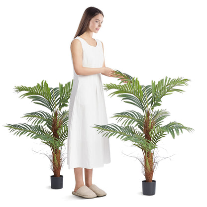 Artificial Palm Tree, 1219mm Tall Faux Plant, Secure PE Material & Anti-Tip Tilt Protection Low-Maintenance Plant, Lifelike Green Fake Tree for Home Office Warehouse Decor Indoor Outdoor