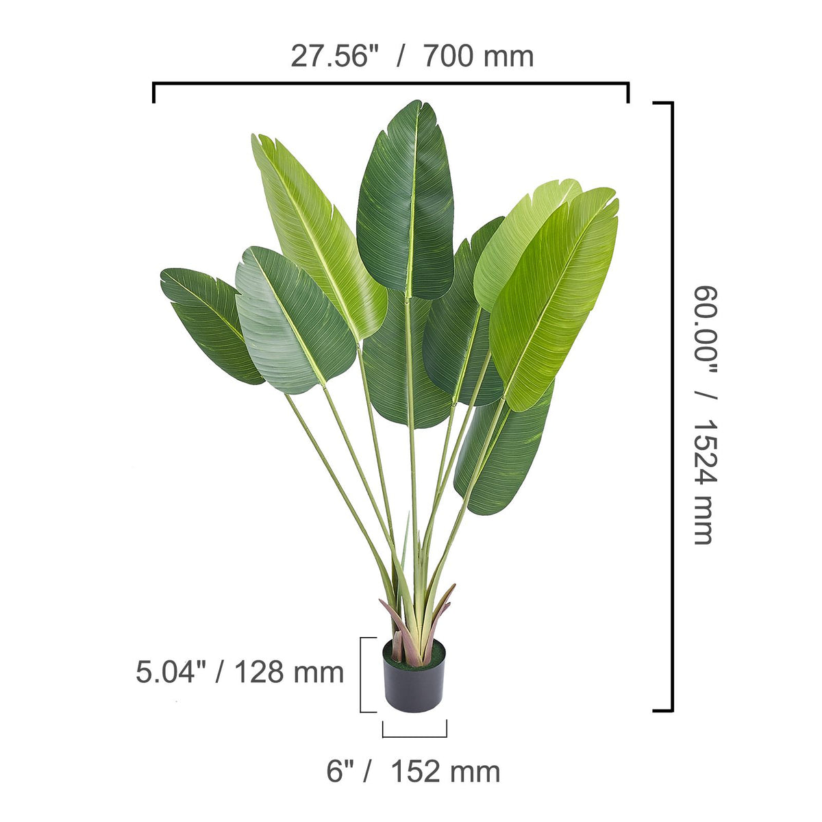 Artificial Birds Of Paradise Tree, 1.5m Tall Faux Plant, PE Material & Anti-Tip Tilt Protection Low-Maintenance Plant, Lifelike Green Fake Tree for Home Office Warehouse Decor Indoor Outdoor