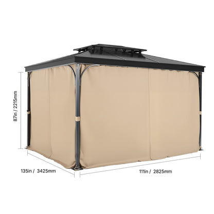 VEVOR Gazebo Curtains Outdoor, 12' x 10' x 7.3' Gazebos, 4-Panel Sidewall Gazebo Privacy Curtains with Zippers, Outdoor Curtain Replacement for Patio Canopy, Only Curtain, Khaki