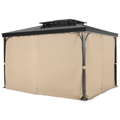 VEVOR Gazebo Curtains Outdoor, 12' x 10' x 7.3' Gazebos, 4-Panel Sidewall Gazebo Privacy Curtains with Zippers, Outdoor Curtain Replacement for Patio Canopy, Only Curtain, Khaki