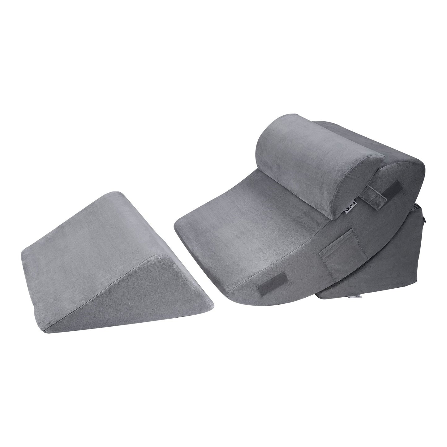 Wedge Pillow for Sleeping, 4 Pcs Adjustable Orthopedic Bed Wedge Set, Support Leg Neck Shoulder, Post Surgery Pillow for Back Pain, Acid Reflux, Snoring Relief, Sitting up in Bed, Dark Grey