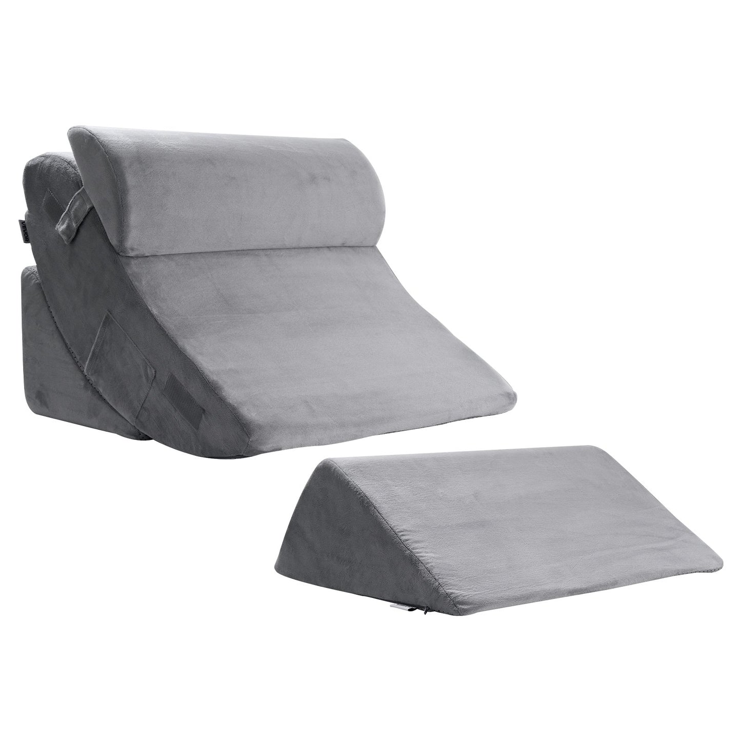 Wedge Pillow for Sleeping, 4 Pcs Adjustable Orthopedic Bed Wedge Set, Support Leg Neck Shoulder, Post Surgery Pillow for Back Pain, Acid Reflux, Snoring Relief, Sitting up in Bed, Dark Grey