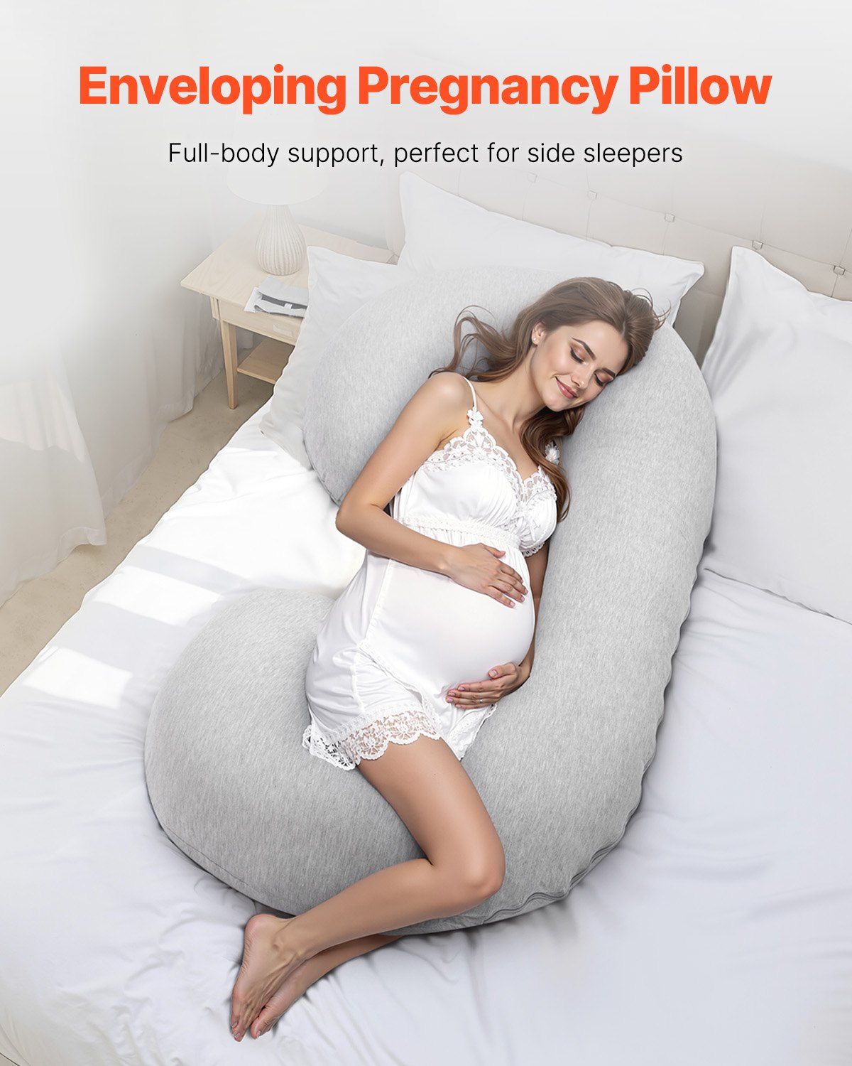Pregnancy Pillow, C-Shaped Full Body Maternity Pillow, Ultra-Soft and Breathable Pregnant Support Pillows with Removable & Washable Cover, Perfect for Back, Belly, Hip, Legs Relief