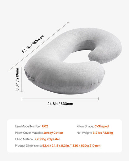 Pregnancy Pillow, C-Shaped Full Body Maternity Pillow, Ultra-Soft and Breathable Pregnant Support Pillows with Removable & Washable Cover, Perfect for Back, Belly, Hip, Legs Relief