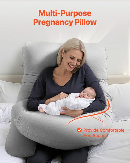 Pregnancy Pillow, G-Shaped Maternity Pillow, Full-Body Support Pillow with Removable & Washable Cover, Soft and Breathable Pregnancy Body Pillows for Back, Belly, Hips, Legs Relief