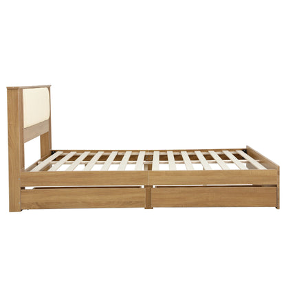 Artiss King Single Bed Frame with 2 Drawers, PU Leather Headboard & Charging Station