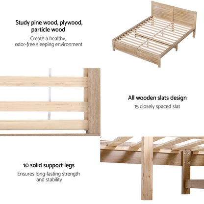 Artiss Double Bed Frame with 2 Drawers Bedroom Furniture