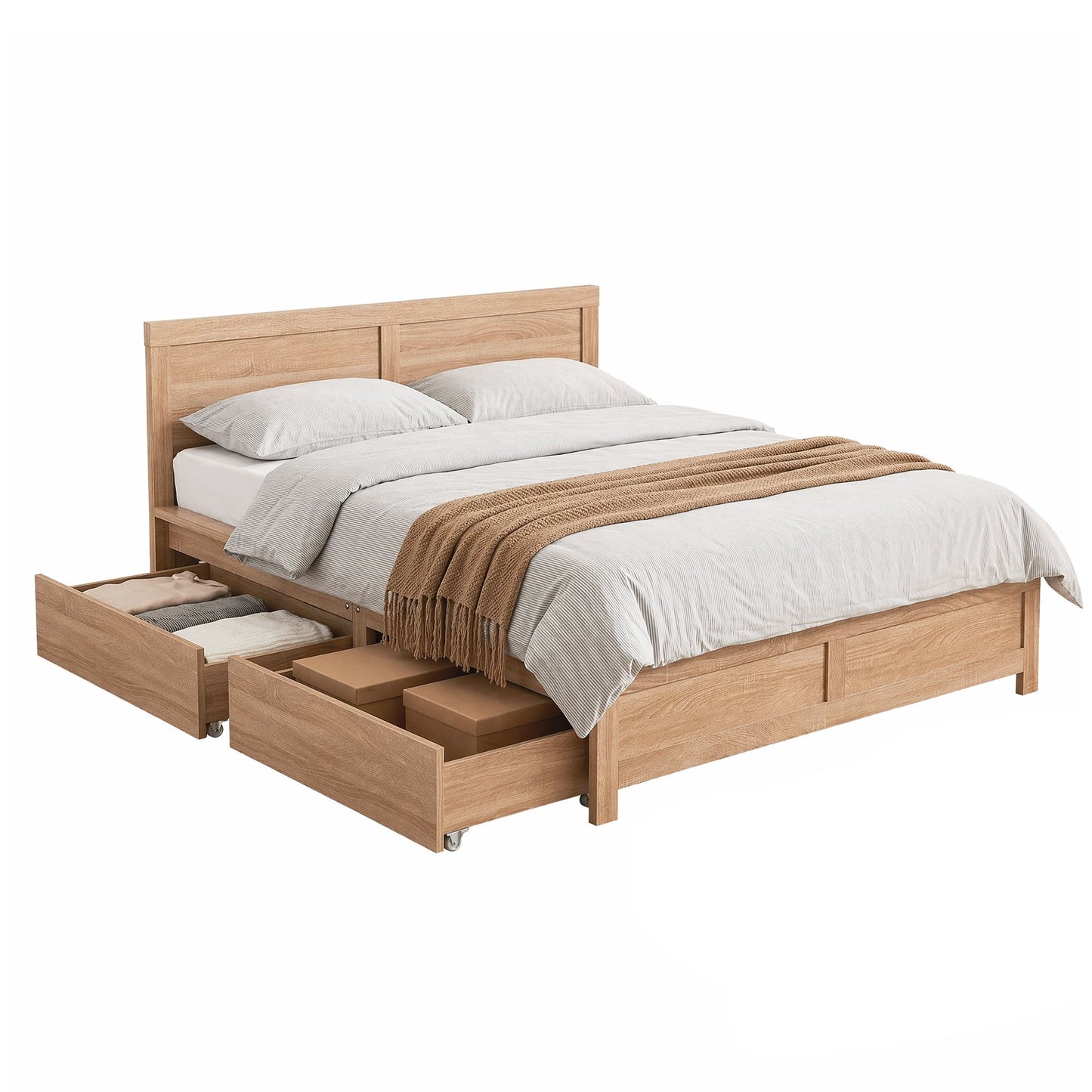 Artiss Queen Size Bed Frame with 2 Drawers Bedroom Furniture
