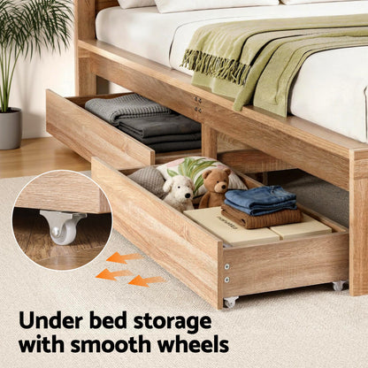 Artiss Queen Size Bed Frame with 2 Drawers Bedroom Furniture