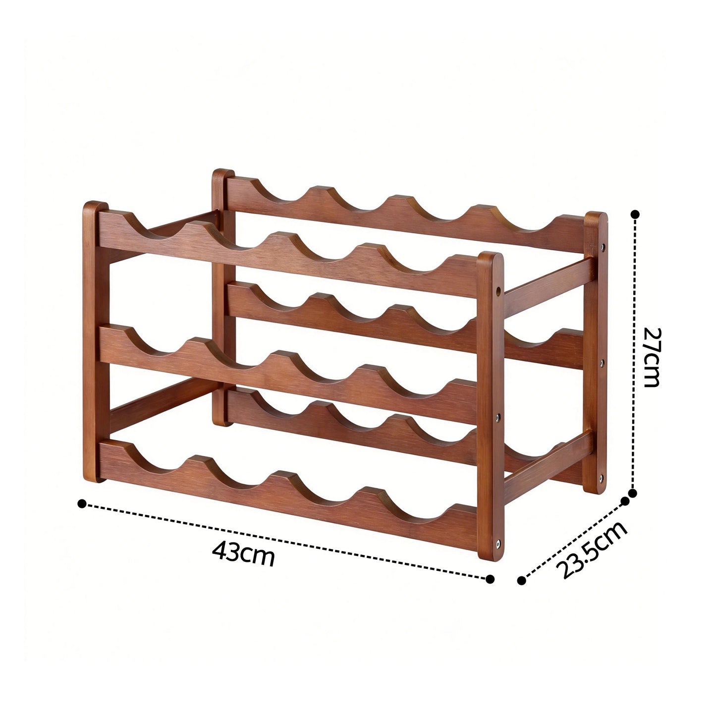 Artiss Bamboo Wine Rack 3-Tier Display Storage Organizer 12 Bottle Walnut