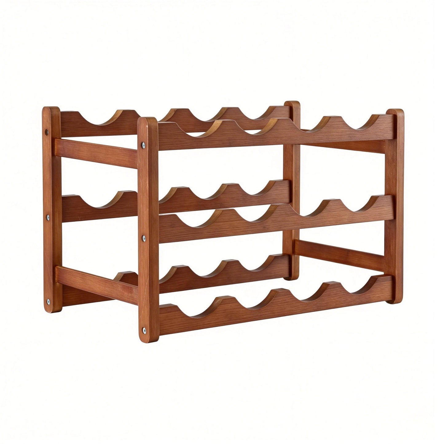 Artiss Bamboo Wine Rack 3-Tier Display Storage Organizer 12 Bottle Walnut
