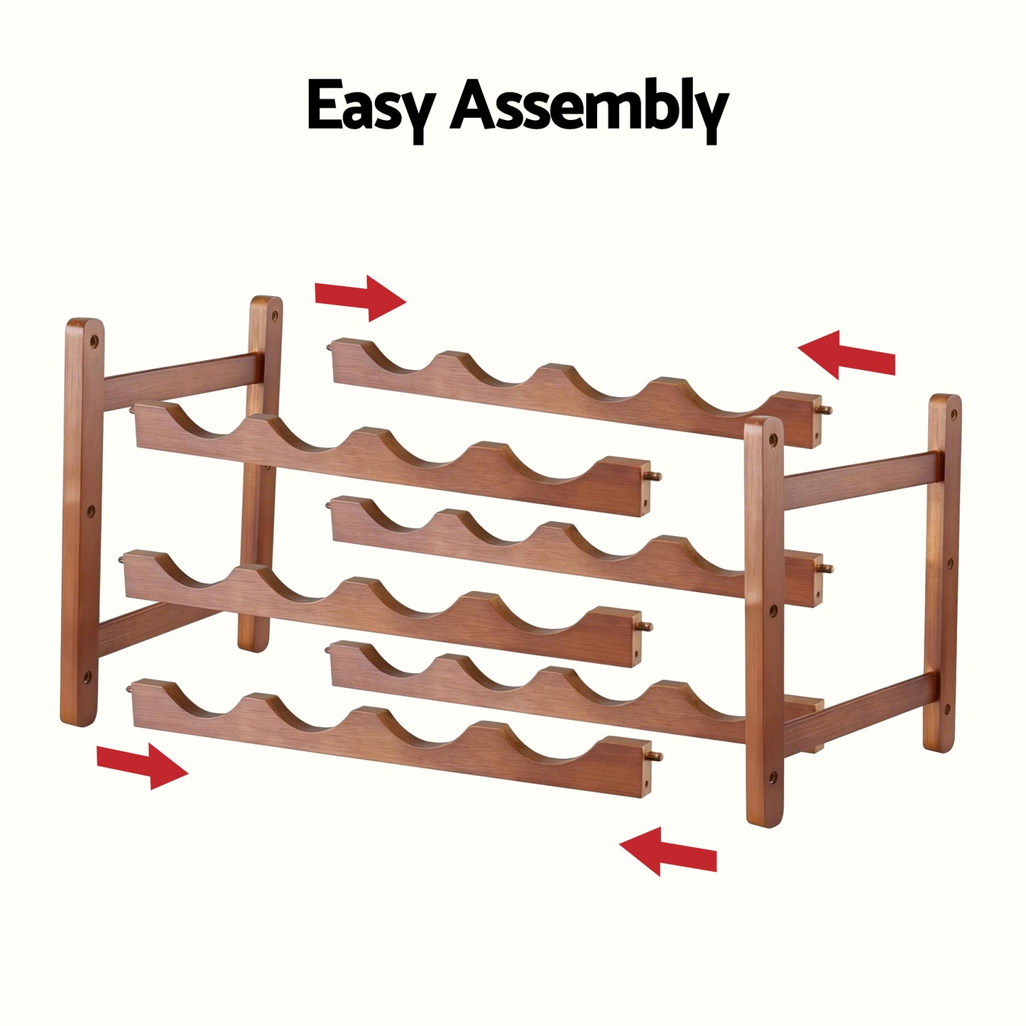 Artiss Bamboo Wine Rack 3-Tier Display Storage Organizer 12 Bottle Walnut