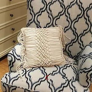 Handwoven Cotton Tassel Pillow Cover - Bohemian Style