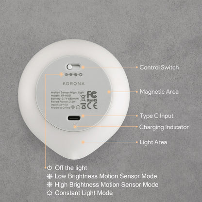AIPOWER Motion Sensor Night Light USB-C Rechargeable Closet Light 4 Packs