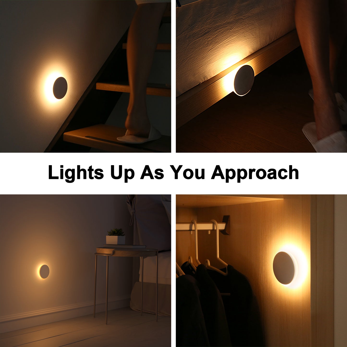 AIPOWER Motion Sensor Night Light USB-C Rechargeable Closet Light 4 Packs